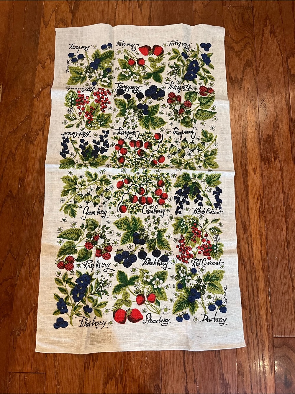 Vintage  Kitchen Dish Tea Towel feels like LINEN  9 diff berries by Lois Long
